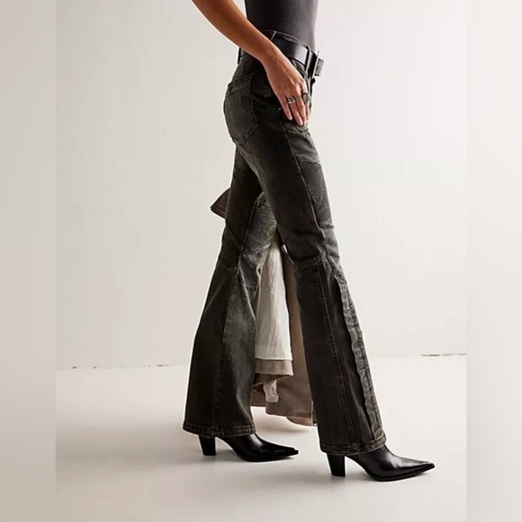 Free People Vector Moto Flare Mid Rise Jeans - Picture 2 of 8